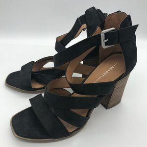 REPORT Women Black Heels, side buckle (size 8)